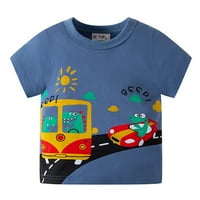 Toddler Kids Baby Boys Girls Ljetni crtani automobili kratki rukav Crewneck T majice na vrhu Tee odjeća