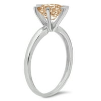 0. CT sjajan okrugli rez simulirani šampanjac 14k bijeli zlatni solitaire prsten sz 5.75