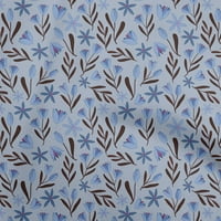 Onuone pamučne kambričke srednje plave tkanine Cvjetni zanatski projekti Dekor tkanina štampan dvorište