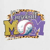 Bejzbol mama Cheetah Glitter Sports Muška majica s dugim rukavima, bijela, 3x-velika