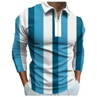 Corashan Muns Golf Majica Muška košulja Golf Majica Retro Color Contrast na otvorenom Dugi rukavi Dugme-Down