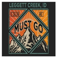 Leggett Creek Idaho 9x suvenir Drveni znak sa okvirom mora ići na dizajn