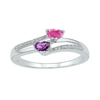 Jewels Sterling Silver Womens Heart laboratorijerstvo Amethyst Pink Sapphire Bypass Ring CTTW