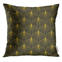 Narančasto zlato Sažetak geometrijskog uzorka Vintage stil u Nouveau crni jastučni jastuk