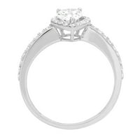 0. CT Brilliant Pear Clear Clear Simulirani dijamant 18k bijeli zlatni halo pasijans sa accentima prsten