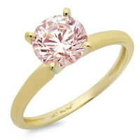 3CT okrugli rez ružičasti simulirani dijamant 18k žuti zlatni graviranje izjava bridalna godišnjica