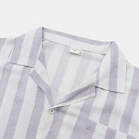 Puawkoer muške majice Stripespisane majice Stripe s kratkim rukavima Single Swirt-down košulja sa otvorenim