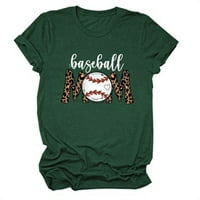 Zeleni vrhovi za žene Ženske šarene boje kratki rukav Ležerne prilike za baseball Print majica Okrugli