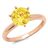 1.5ct okrugli rez žuta simulirana dijamanta 14k 14K ruža Gold Gold Angažman prsten veličine 11