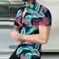 Havajske majice za muškarce opušteno fit colorful palminski štampi s kratkim rukavima s kratkim rukavima,