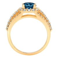 1. CT sjajan okrugli rez Clear Simulirani dijamant 18k žuti zlatni halo pasijans sa prstenom Accenti