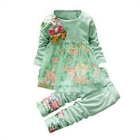 Rovga Toddler Djevojke Outfit Sets Toddler Kids Baby Cvjetni print Mesh Odjeća Torbe The Dress Halts