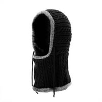 Beanie Muškarci Žene Topla Crochet Winter Plus Velvet zadebljanje Slouchy Siamese Collar šešir
