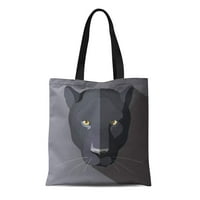 Platno torba Big Black Panther mačka Glava na tamnom ravnom geometrijskoj trajnoj vrećici za odmor na