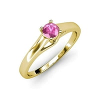 Pink Sapphire Solitaire Prsten 0. CT u 14K žutom zlatu.Size 4.5