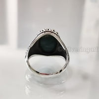 Malachit Mans prsten, prirodno zeleno malachit, duhovni, srebrni nakit, srebrni prsten, rođendanski
