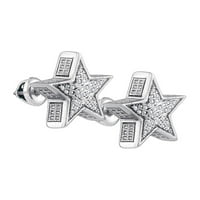 Sterling srebrna muns okrugla dijamantski 3D Star Stud naušnice CTTW