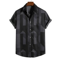Muški bluze casual tanki strip gumb rever kratki rukav majica plaža crna xs, s, m, l, xl