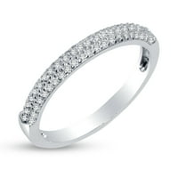 Čvrsti 14K bijeli zlatni okrugli rez na puhati pušeni plaveni prsten za vjenčanicu CZ CUBIC Zirconia