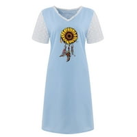 Ljetne haljine za žene, Patlollav Ženska klirens suncokret za ispis V-izrez čipka s kratkim rukavima