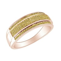 0. Carat okrugli oblik žuti prirodni dijamantski muški vjenčani prsten 10k čvrsto zlato