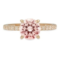 1.71ct okrugli rez ružičasti simulirani dijamant 14k žuto zlato ugraviranje izjava bridalna godišnjica
