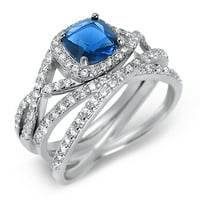Njegova njena infinity srebrna CZ Bridal Wedding Band Angažman prsten postavio ga je tanka plava linija
