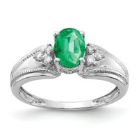Real 14kt bijelo zlato 7x ovalna smaragdna AAA dijamantska prstena: 6; za odrasle i tinejdžere; Za žene