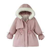 Vikakiooze Toddler Baby Girls Slatka moda Solidna boja Zimska kapuljača Držite toplu pamučnu odjeću