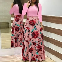 Maxi haljina za žene modne žene Ljeto s dugim rukavima cvjetno tiskane casual patchwork haljina maxi