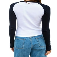 Y2K Ženska majica slim fit dugih rukava Stretch ugradni raglan majica za majice za bejzbol tee majice