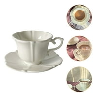 Podesite elegantnu kupu za kafu sa tanjirom porculana šalica za čaj za kavu i kotaču