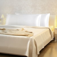 Piccocasa Satin jastučnice za tijelo meka sa zatvaračem sa zatvaračem bijeli 20 x54