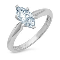 1. CT Sjajno markiza Clear Simulirani dijamant 18k bijeli zlatni pasijans prsten sz 7