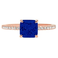 2.7ct Asscher Cut simulirani plavi safir 14k ružičasto zlato Angažovane prstene veličine 5.5