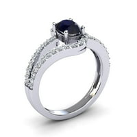 Superjeweler 1. Carat ovalni oblik stvorio je safir i maštoviti dijamantni prsten u srebru Sterling