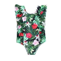 Ljetne djevojke djevojke kupaći ruffles cvjetni otisci kupaći kostim plaža Onesie kupaći kosuit bikini