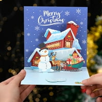 Wendunide Domaći dekor 3D tri božićna čestitka Kartica za odmor Blagoslov dječje ručno rađene poruke