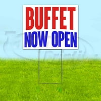 Buffet sada Otvoreni dvorišni znak, uključuje udio metalnog stepenika