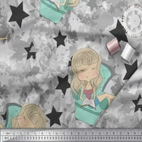 Soimoi Rayon tkanina zvijezda, oblak & uspavano djevojka dekor tkanina tiskano dvorište široko