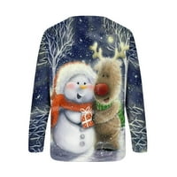 Azrijski božićni pulover vrhovi za žene, pad i zimske plus veličine Žene dugih rukava povremeni božićni