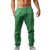 Yolai muške elastične hlače od pune boje prozračne pamučne labave pantalone