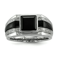 Sterling Silver Diamond & Ony Muški prsten