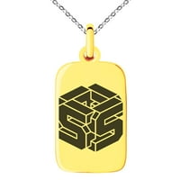 Slovo od nehrđajućeg čelika S početna 3D kocka BO monogram ugraviran mali pravokutni pas ogrlica šarm