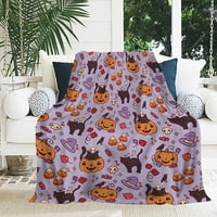 SDMNSG-T Halloween Fleece bacite pokrivač za tinejdžere, slatka ljubičasta Halloween i ukrašene bundeve
