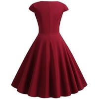 Retro haljina za žene Novo Dressy V-izrez Tunika Pleated Haljine Summer Solid Cap rukav kratki rukav