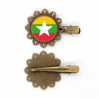 Mjanmar Nacionalna zastava Azija zemlja Vintage Metal Cvijet za kosu za kosu za kosu