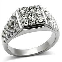 Muškarci visoko polirani prsten od nehrđajućeg čelika sa gornjim klasnim kristalom u čisti - veličine