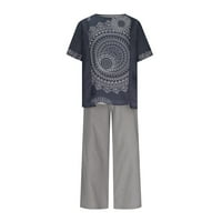 Giligiliso Ženska print CrewNeck Majica kratkih rukava Majica + hlače set pantalona