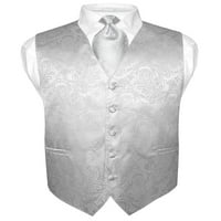 Muški paisley dizajn haljina prsluka i kravata srebrni sivi u boji kravata sZ SZ S